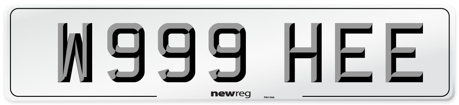 W999 HEE Number Plate from New Reg